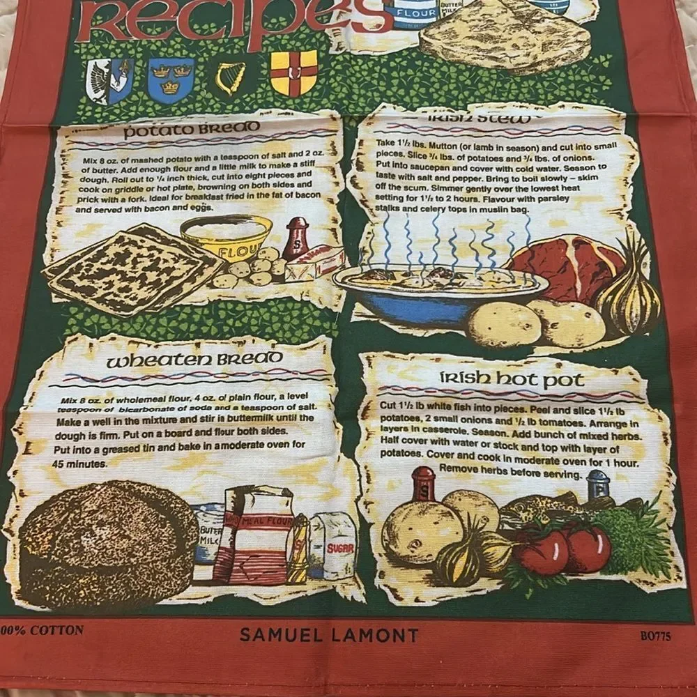 a Samuel Lamont Irish Recipes tea towel. Irish Recipes Tea Towel